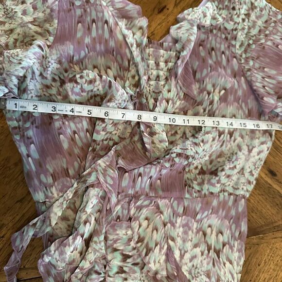 Sundance Purple Watercolor Printed Short Sleeve Silk Chiffon Dress Size 8 EUC - Picture 14 of 16